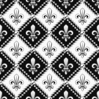Geometric monochrome pattern with fleur de lis vector