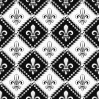 Geometric monochrome pattern with fleur de lis vector