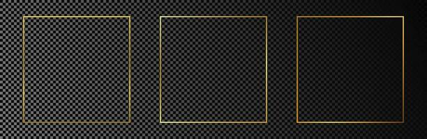 Gold glowing square frame vector