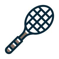 Tennis Racket Vector Thick Line Filled Dark Colors