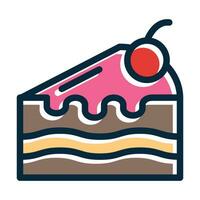 Cake Slice Vector Thick Line Filled Dark Colors