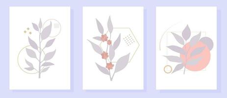 Plants and flowers in the Bauhaus style, patterns with simple geometry vector