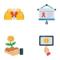 Bundle of Flat Style Fundraising Icons vector