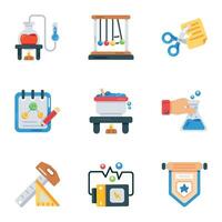 Bundle of School and Lab Accessories Flat Icons vector