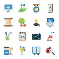 Pack of Science Experiments Flat Icons vector