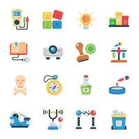 Collection of Science Study Flat Icons vector