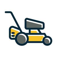 Lawn Mower Vector Thick Line Filled Dark Colors