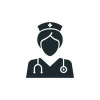 Nurse Icon. Medical assistant with stethoscope and cap for healthcare. Vector illustration