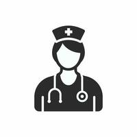 enfermero icono. médico asistente con estetoscopio y gorra para cuidado de la salud. vector ilustración