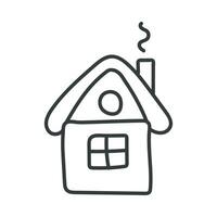 Cute house in doodle style. Hand drawn. vector