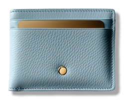 AI generated blue leather wallet mockup with transparent background, generative ai png