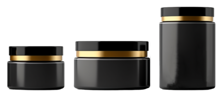 AI generated black and gold cosmetic product packaging mockup on transparent background, generative ai png