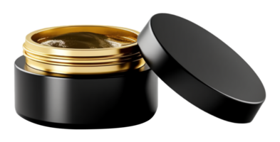 AI generated black and gold cosmetic product packaging mockup on transparent background, generative ai png