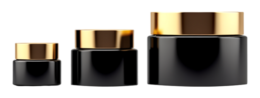 AI generated black and gold cosmetic product packaging mockup on transparent background, generative ai png