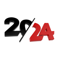 Happy new Year 2024 on transparent background png