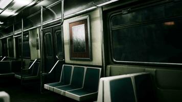 Empty benches of metro wagon video