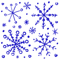 Isolated blue snowflakes. Holiday greeting card. For banner, poster and design png