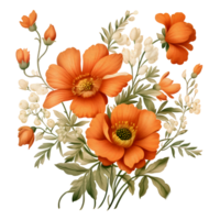 AI generated Orange flower tranparent background. png