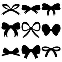 Hand Drawn Flat Style Silhouettes of Ribbon Bows. Black Color Adds Elegance to Decorations. Explore a Large Set of Bowties for Various Occasions. vector