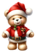 ai generiert froh Weihnachten Teddy Bär mit Geschenk. png