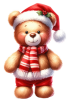 ai generado alegre Navidad osito de peluche oso con regalo. png