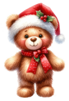 ai gegenereerd blij Kerstmis teddy beer met geschenk. png