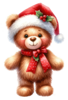 AI generated Joyful Christmas Teddy Bear with Gift. png