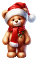 ai generado alegre Navidad osito de peluche oso con regalo. png