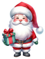 AI generated Santa Claus with a gift box isolated. png