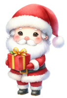 AI generated Santa Claus with a gift box isolated. png