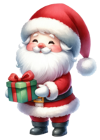 AI generated Santa Claus with a gift box isolated. png