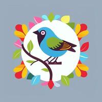 AI generated Colorful Bird Logo Avatar Clip Art Icon Sticker Decoration Simple Background photo