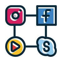 Social Networks Vector Thick Line Filled Dark Colors