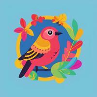 AI generated Colorful Bird Logo Avatar Clip Art Icon Sticker Decoration Simple Background photo