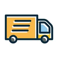 Delivery Truck Vector Thick Line Filled Dark Colors