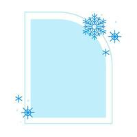 Christmas winter linear blue frame with snowflake, Modern minimalist aesthetic line elements, geometric forms. Vector sparkle for social media or poster design, simple decorative boho style border