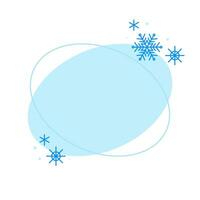 Christmas winter linear blue square frame with snowflake vector