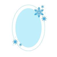 Navidad invierno lineal azul oval marco con copo de nieve vector