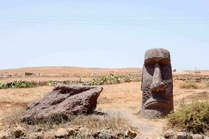 un Roca estatua en el medio de un Desierto foto