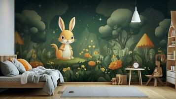 AI generated cartoon wallpaper inspiration for children's rooms photo