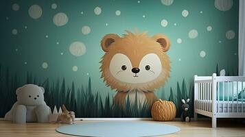 AI generated cartoon wallpaper inspiration for children's rooms photo