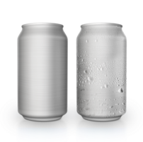 Aluminum can and Aluminum can with water droplets. transparent background png