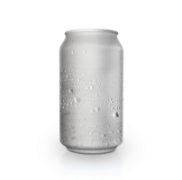 Aluminum can with water droplets isolated. transparent background png