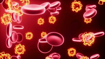 sangue células e vírus, biomédico conceito, 3d Renderização. video