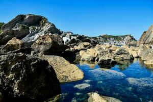 rocks and water in the ocean photo