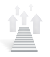 Concept vision business. stairs with white arrows. transparent background png