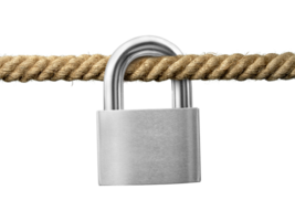 key lock on rope. transparent background png