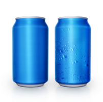 Aluminum can and Aluminum can with water droplets. transparent background png