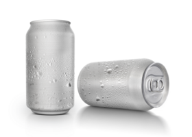 Aluminum can with water droplets isolated. transparent background png