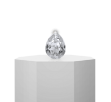 éblouissant diamant sur brillant blanc rond piédestal podium. transparent Contexte png